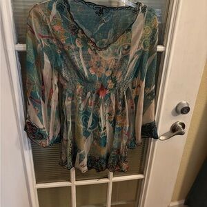 Sienna Rose Multicolor Women’s Floral Boho Fairy Blouse, size M